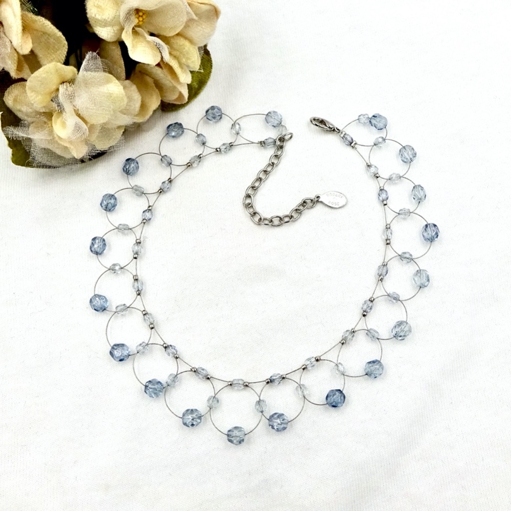 ROBERT ROSE BLUE STRETCH COLLAR CHOKER NECKLACE